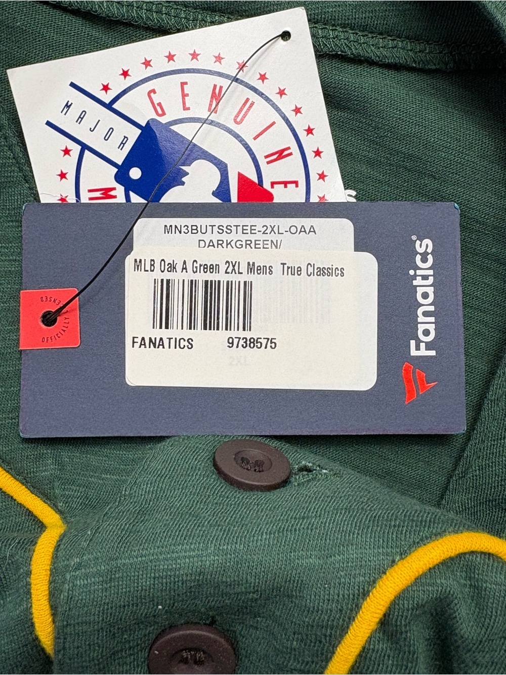 NWT Fanatics Oakland Athletics A’s True Classics Henley Shirt Mens 2XL XXL - Picture 9 of 9